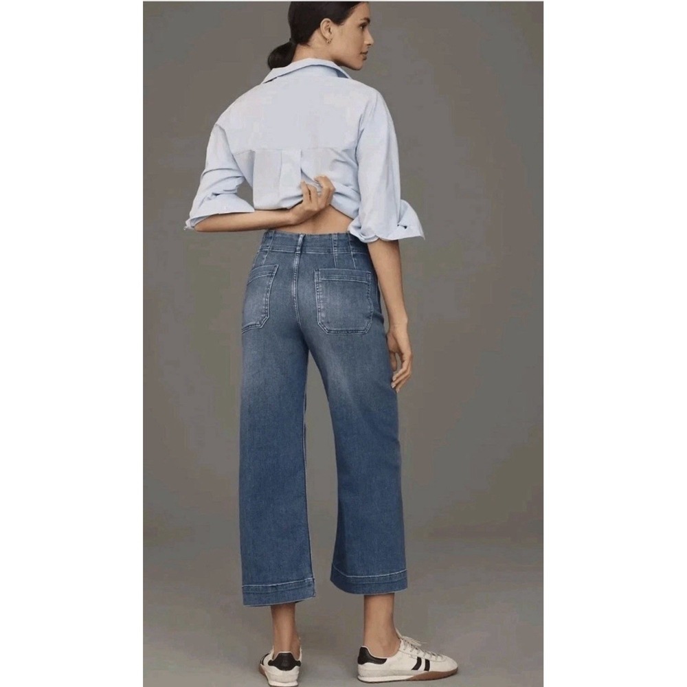 Maeve Anthropologie Denim The Colette Wide Leg Jeans Women's Size 25 P Blue Wash - Picture 2 of 8
